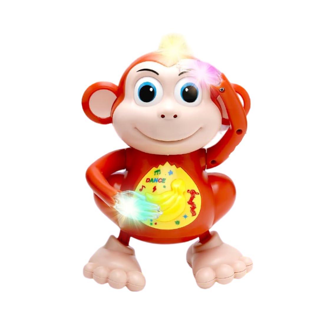 Monkey Toy with Musical Features Hand-Flapping and Left-Right Movements for Gifts/Kids/Babies/Boys/Girls|Orange Color, Power Source:3xAA Battery(Not Included)
